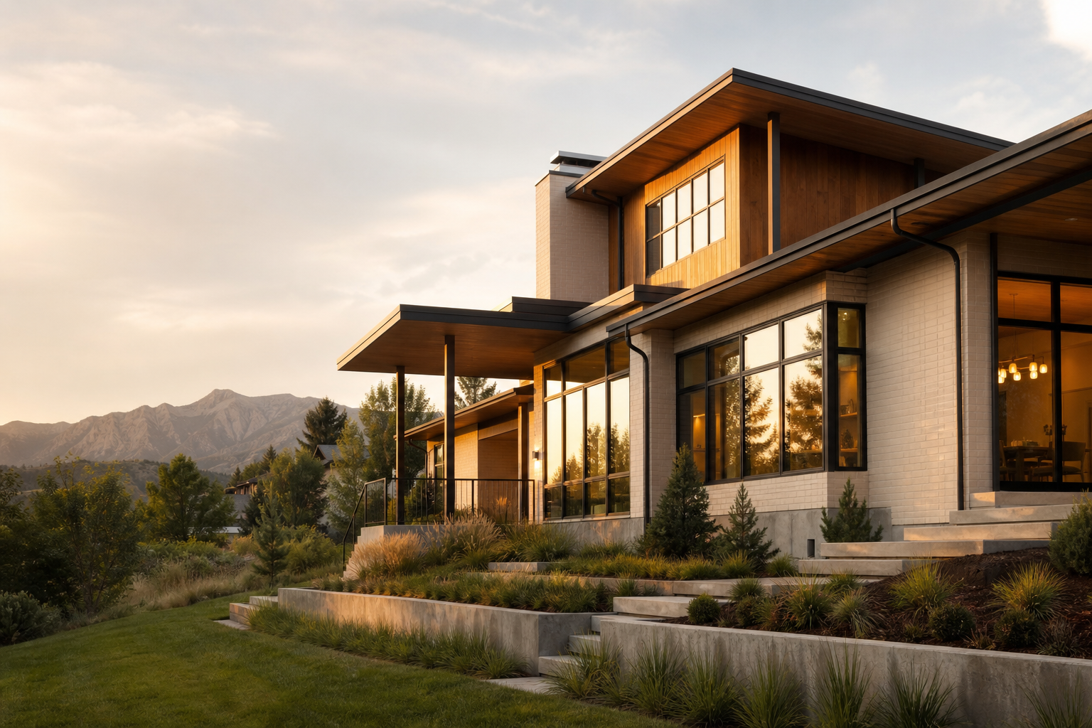 Contemporary Salt Lake City home with cedar, brick, and steel details
